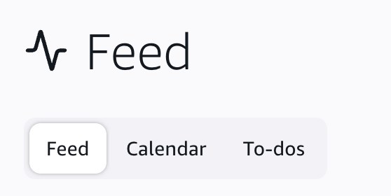 Feed、Calendar、To-dos在同一入口附近，但分别服务于不同视图。