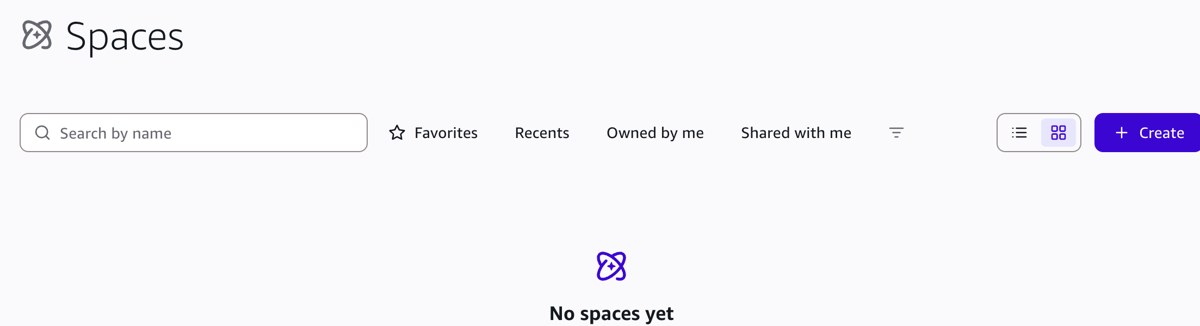 这个实测账号当时还没有Space。图中能看到Owned by me、Shared with me和Create入口。