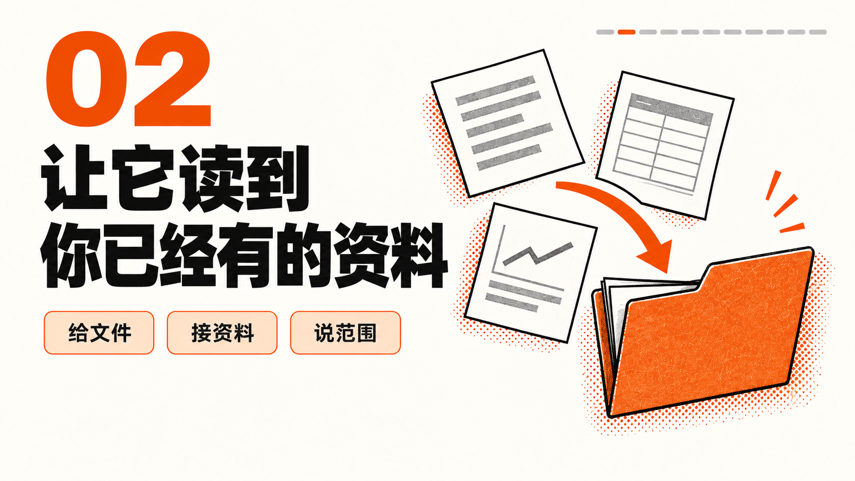 视频技巧02｜让它读到你已经有的资料；教学要点卡，非产品界面。